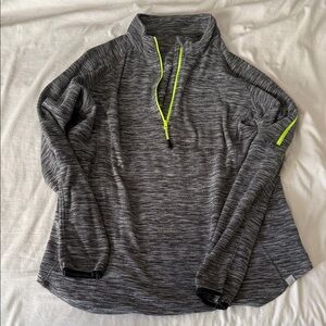 Gray Quarter-Zip Pullover with Neon Accents
